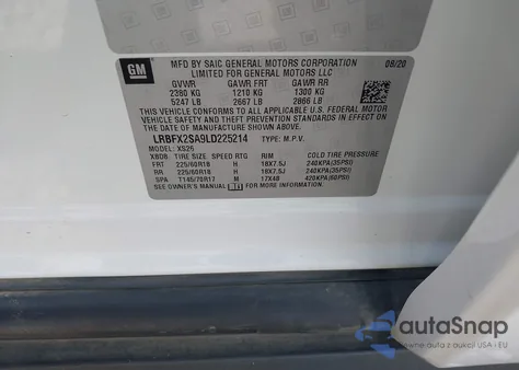 2020 Buick Envision Awd Essence z USA, uszkodzony, nr VIN LRBFX2SA9LD225214